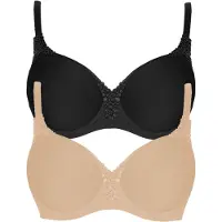 Viania T-Shirt-BH "2er Pack Spacer Bügel BH Carola", Damen, Gr. 75, Cup G, bunt (nude schwarz), Stoff, Obermaterial: 62% Polyamid PA. 27% Polyester PES. 11% Elasthan EL., BHs T-Shirt-BH