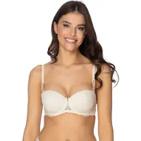 Viania Balconnet-BH "Balconette Bügel BH Carmen", Damen, Gr. 70, Cup D, beige (cream), Spitze, Obermaterial: 72% Polyamid PA. 16% Polyester PES. 12% Elasthan EL., BHs Balconnet-BH