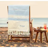 Yoursurprise Personalisiertes Hamamtuch - Blau - 104 x 204 cm