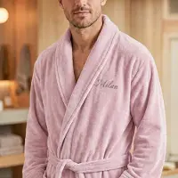 Yoursurprise Herren-Frottee-Bademantel - Mit Namen - Rosa - L/XL