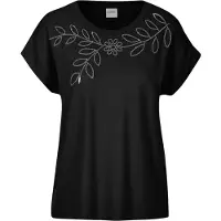 MADELEINE Kurzarmshirt "Blusenshirt Elegantes T-Shirt mit Glanzeffekten", Damen, Gr. 36, schwarz, Obermaterial: 92% Viskose CV. 8% Elasthan EL., Modern, schmal, Shirts Kurzarmshirt, Pailetten
