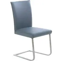 K+W Komfort & Wohnen Freischwinger "Santos III", blau (aqua 54, edelstahlfarbig), B:47cm H:99cm T:62cm, Stühle, Freischwinger, mit Sattlernaht, Gestell aus Edelstahl, hochwertiger Sitzkomfort