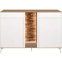 Mäusbacher Kommode MÄUSBACHER, weiß (ice weiß supermatt, asteiche), B:159cm H:103cm T:42cm, Sideboards, Kommode, Faro Sideboard 159 cm, inkl. Beleuchtung, Push to open, Metallfüße