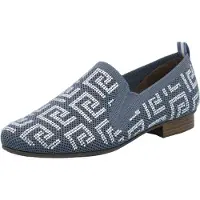 Rieker Slipper , Damen, Gr. 42, Synthetik, blau (blau, weiß), Textil, Schuhe Slipper, Halbschuh, Schlupfschuh, Blockabsatz, Loafer mit Glitzersteinchen