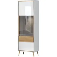 Otto Home Vitrine "Vida", weiß (crystal weiß, pacific walnut), B:64cm H:195cm T:40cm, Glas, Holzwerkstoff, Schränke, Vitrine, UV lackiert, hochglänzend, Soft-Close und Push-to-open Funktion