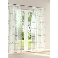 Stickereien Plauen Vorhang "Möwe" Gr. 1, blau (blau, grau, weiß), B:130cm H:125cm, Polyester, Gardinen, Vorhang