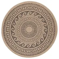 Carpetsale24 Runder Outdoor Teppich Wetterfest Küchen Teppich Wasserfest Flachgewebe Sisal Optik Vintage für Balkon Terrasse Wohnzimmer 80 cm Rund
