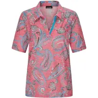 Goldner Kurzgröße: Blusenshirt mit Paisley-Muster in koralle / gemustert | Gr.: 25