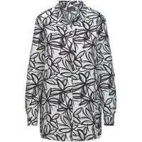 Goldner Kurzgröße: Hemdbluse mit Blumenprint in weiß / schwarz / gemustert | Gr.: 21