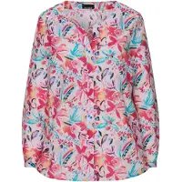 Goldner Druckbluse mit floralem Design in bunt / gemustert | Gr.: 54