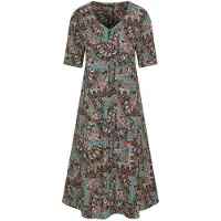 Goldner Kurzgröße: Viskosekleid mit orientalischem Muster in bunt / gemustert | Gr.: 23