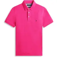 Tommy Hilfiger Poloshirt "1985 SLIM POLO", Herren, Gr. M, pink (eccentric magenta), Piqué, Obermaterial: 96% Baumwolle, 4% Elasthan, Shirts Poloshirt, Markenstickerei, aus Baumwoll-Piqué