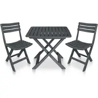Syfax 3-tlg. Bistro-Set Klappbar Kunststoff Anthrazit