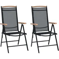 Syfax Gartenstühle Klappbar 2 Stk. Aluminium und Textilene Schwarz