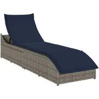 Syfax Klappliege mit Auflage und Stauraum Grau Poly-Rattan