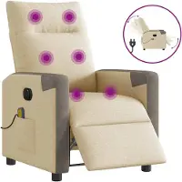 Syfax Massagesessel Elektrisch Creme Stoff
