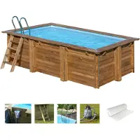 Gre Holzbecken rechteckig Modell Marbella 2 420 x 270 x 117 cm, Komplettset