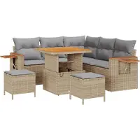 vidaXL Gartensofa-set 9 stk. 8-Sitzanzahl Beige und Hellgrau