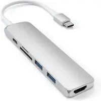 Satechi ST-SCMA2S, Kabelgebunden, USB 3.2 Gen 1 (3.1 Gen 1) Type-C, 60 W, Silber, MicroSD (TransFlash), SD, 4K Ultra HD