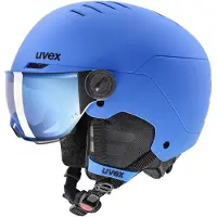 Uvex Rocket JR Visor, Skihelm mit Visier, Junior, blau
