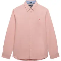 Superdry für Herren. M4011100A Schickes rosa Oxford-Hemd (L), Lässig, Baumwolle, Klassisch, Langarm
