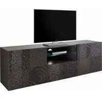 Home affaire Lowboard "Miro", grau (anthrazit hochglanz lack mit siebdruck), Sideboards, Lowboard, Breite 181 cm mit dekorativem Siebdruck