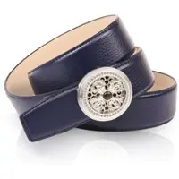 Anthoni Crown Ledergürtel , Damen, Gr. 80, blau, Leder, unifarben, Gürtel Ledergürtel, mit natursilberfarbener Koppelschließe und drehendem Kronen-Kreuz