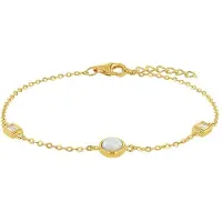 Amor Armband "Shiny Perlmutt", gelb (gelbgoldfarben, weiß, kristallweiß, weiß, kristallweiß), Armbänder, Damen, 19cm, Silber 925 (Sterlingsilber), Armband, mit Opal, Zirkonia (synth.)