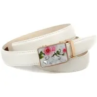 Anthoni Crown Ledergürtel , Damen, Gr. 100, weiß, Leder, unifarben, Gürtel Ledergürtel, stilvoller Gürtel mit Sommerfeeling