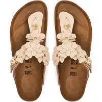 Birkenstock für Damen. 1029304 Ledersandalen Gizeh Flower Embellishment (Schmale Passform) hellrosa (39), Wohnung, Schnalle, Lässig