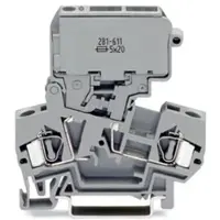 Wago 281-622 2-Leiter-Sicherungsklemme,mit schwenkbarem Sicherungshalter,für G-Sicherungseinsatz 5 x 30 mm,grau 281622 - 50 Stück