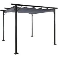 Mendler Pergola HWC-C42, Garten Pavillon, stabiles 6cm-Gestell + Schiebedach 3,5x3,5m grau