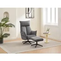 Happy Home gepolsteter Relaxsessel mit Hocker - dunkelgrau