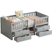 OKWISH Kinderbett 90x190 Jugendbett ohne Matratze Einzelbett mit Holzhausdesign und stabile Lattenroste,Holzbett aus Kiefer+Spanplatte,Weiße und Natur Farbgebung