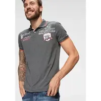 Cipo & Baxx Poloshirt "Rowing Club", Herren, Gr. L, grau (grau, meliert), Single Jersey, Obermaterial: 95% Baumwolle, 5% Elasthan, bedruckt, schmal, angesetztes Bündchen, Shirts Poloshirt, bis Gr. 5XL