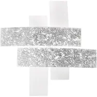 Gea Luce Große Deckenleuchte Lara aus weißem Glas mit Blattsilberdetails, 91 x 91 cm, 4 E27-Leuchten, IP20, max. 4 x 52 W, moderner Stil, ohne Leuchtmittel