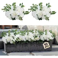 Vevor Kunstblumen, 10 Stück, 450 mm Durchmesser, weiße Rosen, Blumenkugeln, künstliche Blumen-Arrangement-Bouquets für Hochzeits-Tafelaufsätze, Tischdekorationen für Zuhause