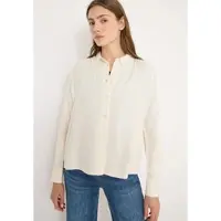 Cecil Hemdbluse , Damen, Gr. XL (44), beige (oat milk beige melange), Web, Obermaterial: 70% Polyester, 30% Viskose, meliert, regular fit normal, Manschette, Blusen Hemdbluse, mit Manschetten
