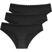 Dorina Slip "Naomi", Damen, Gr. XXL, schwarz (schwarz, schwarz, schwarz), Single Jersey, Obermaterial: 95% Baumwolle, 5% Elasthan, unifarben, körpernah, Unterhosen Slip, mit zarter Spitze verziert
