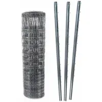 Aquagart 100m Wildzaun Forstzaun Knotengeflecht 150/12/30+ Z-Profil Zaunpfosten