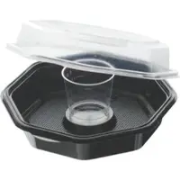 Duni GmbH DUNI Octaview Menübox mit Dressingglas, schwarz/transparent 157571 , 1 Karton = 6 x 35 Stück = 210 Stück, 950/90 ml