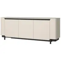 Forte VODOL Sideboard 200 210, modernes Sideboard mit 3 Schranktüren und abgerundetem Eckendesign, Holzwerkstoff, Kaschmir|Beige , 204,9 cm breit x 77,9 cm hoch x 44,8 cm tief