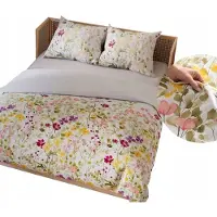 MARKIZETA HOME FLORINA - Satin-Bettwäscheset - Weiß mit Pastellfarben - Blumenmuster - 220 x 200 cm