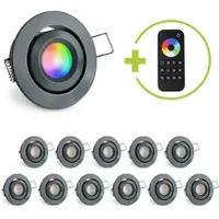 Longlife LED Einbaustrahler Mini schwenkbar Matera 3W RGBW IP44 - Farbe: anthrazit RAL 7016 -...