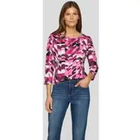 Rabe 3/4-Arm-Shirt , Damen, Gr. 50, bunt (malve), Web, Obermaterial: 92% Baumwolle, 8% Elasthan, bedruckt, tailliert hüftbedeckend, Rundhals, Shirts 3/4-Arm-Shirt, Sommershirt mit grafischem Muster