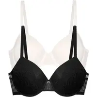 Dorina Halbschalen-BH "Emersyn", Damen, Gr. 75, Cup E, schwarz (schwarz, ivory), Obermaterial: 64% Polyamid, 27% Polyester, 9% Elasthan, BHs Halbschalen-BH, gepolsterte Cups, stützende Bügel
