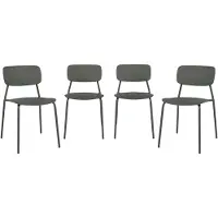 Sweeek - 4er-Set stapelbare Gartenstühle aus Stahl und Kunststoff - Khaki