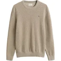 Gant Sweater "Strickpullover MICRO TEXTURED COTTON C-NECK 1er Pack", Herren, Gr. XL, beige, Obermaterial: 100% Baumwolle CO., Sweatshirts Sweater