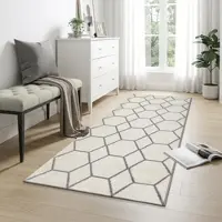 Sanat Teppich "Trellis, auch als Läufer und Rund", creme, B:80cm H:10mm L:200cm, Kunstfaser, Teppiche, Teppich, Kurzflor, skandi, boho, große Farbauswahl, alle Räume