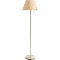 Beliani Stehlampe Naturfarben Rattan u. Metall Handgefertigt Langes Kabel mit Schalter Schirm Geflochten Kegelform 1-Flammig Rustikales Boho Design
